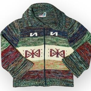 Vintage 1970s Sultra Butterfly Front Zip Bell Sleeve Cardigan size Medium